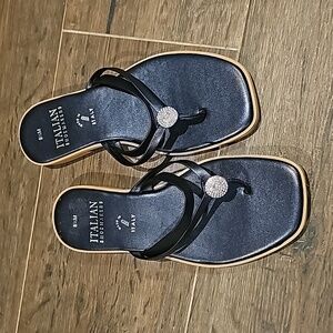Navy Blue Italian Shoemakers Sandals